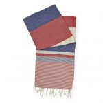 Hamamdoek Stripe rood/blauw