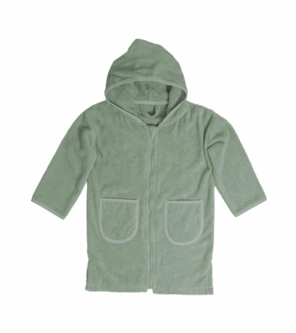 Badjas Uni Line, Stone green 2-4jr met ritssluiting