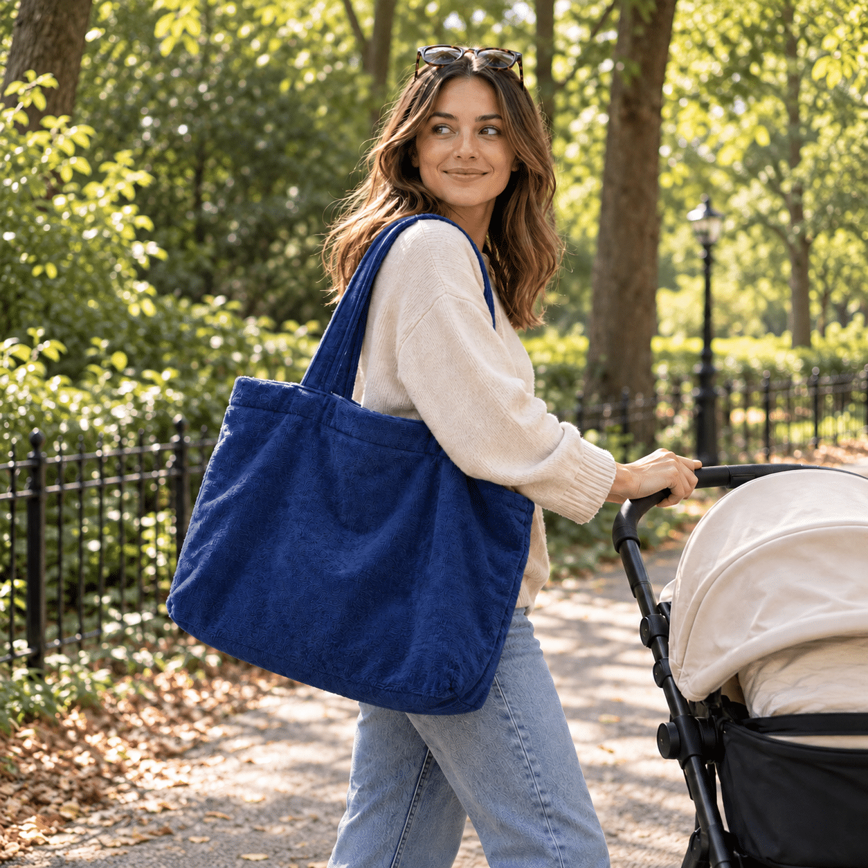 Mombag Velours Navy - Afbeelding 6